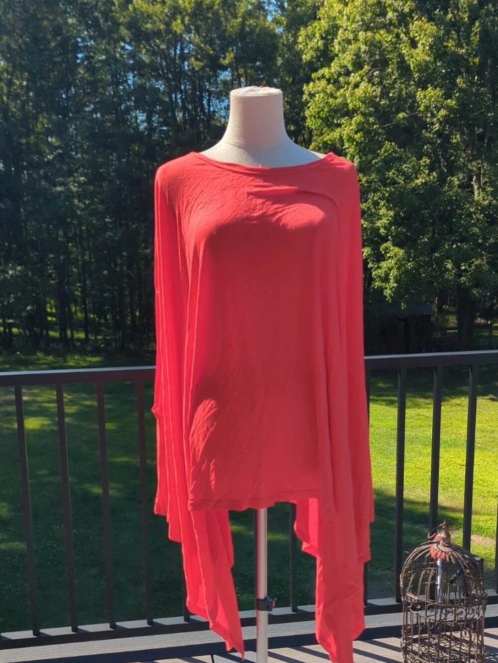 Asymmetrical Tunic Top New One Size Red